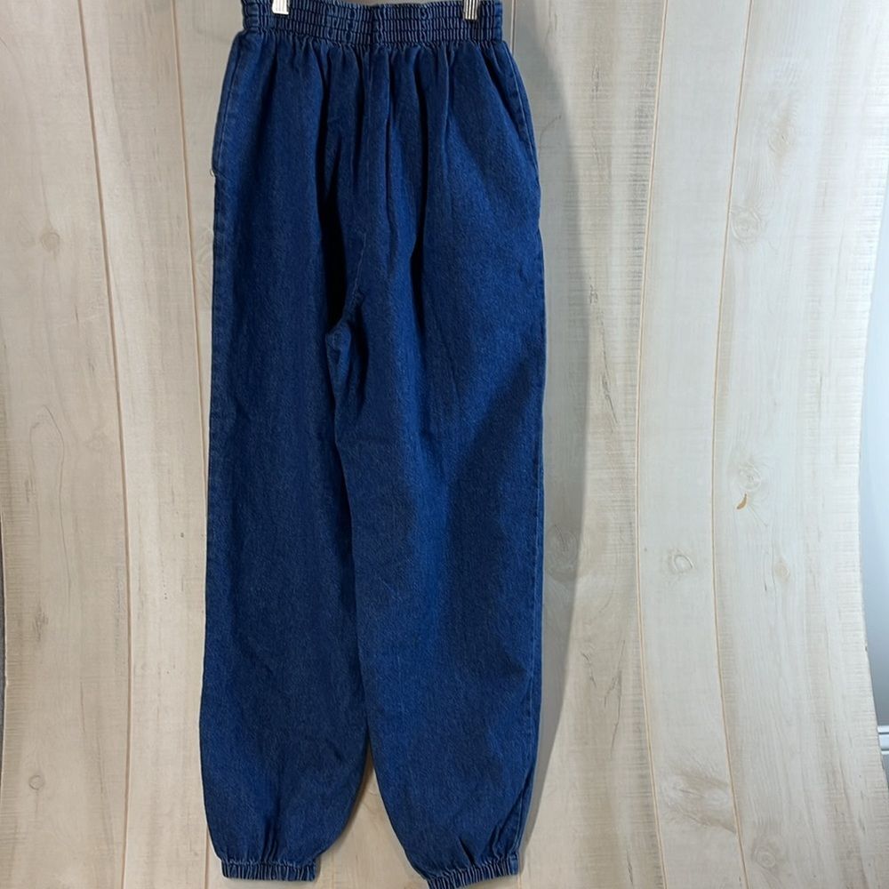 Chic vintage high rise 80s Jeans denim Elastic Waist - Picture 2 of 11